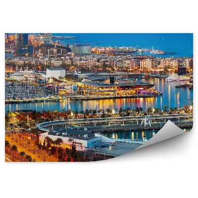 Fototapeta Port Vell Barcelona Španělsko lodě budovy noc