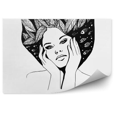 Samolepící fototapeta Grafický portrét černobílé ženy