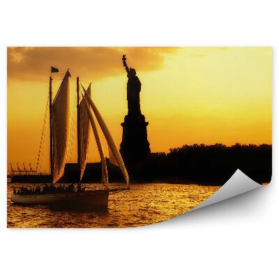 Fototapeta Socha Svobody plachetnice voda sépie