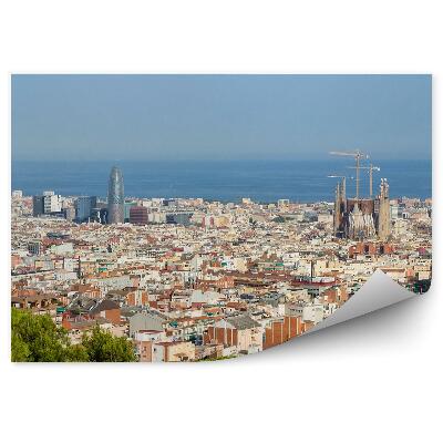 Samolepící tapeta Panoramatický pohled na katedrální budovy města Barcelona Španělsko