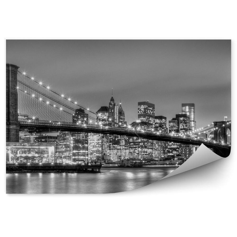 Fototapeta na zeď New York za soumraku Brooklynský most světel