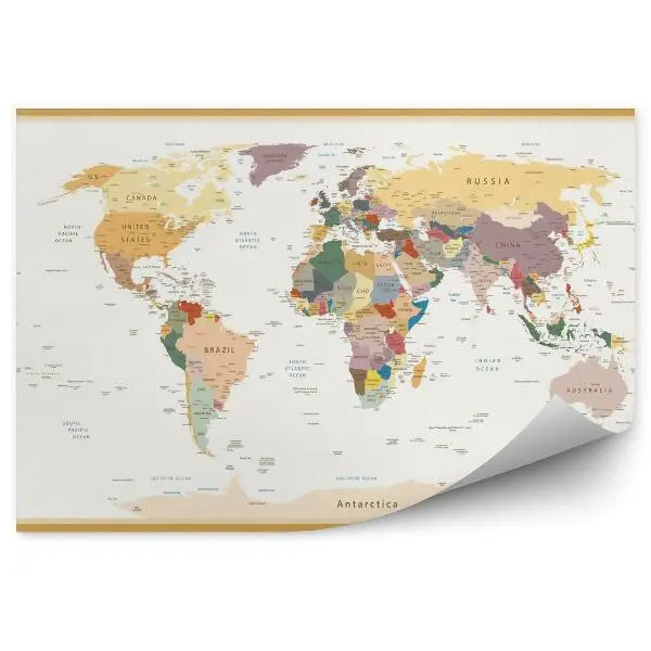 Fototapeta Podrobná politická mapa světa vintage barvy