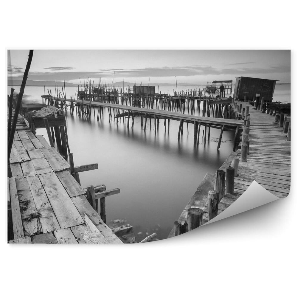 Samolepící fototapeta Dřevěné molo loď přístav