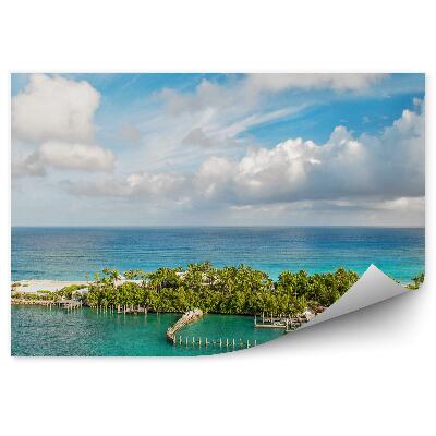 Samolepící fototapeta Písek oceán hory obloha mraky