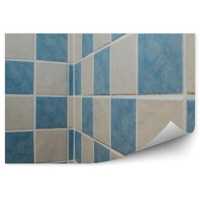 Samolepící fototapeta Koupelnové obklady perspektivní bílý modrý vzor