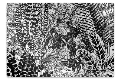 Podložka pod židli Černé a bílé listy