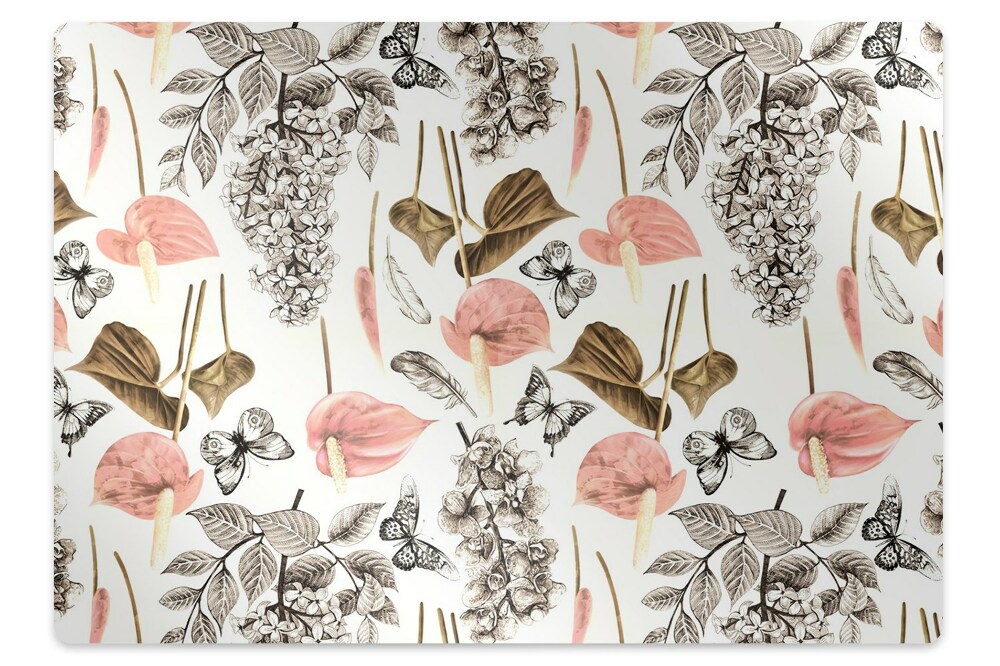 Koberec pod židli Květy a motýli