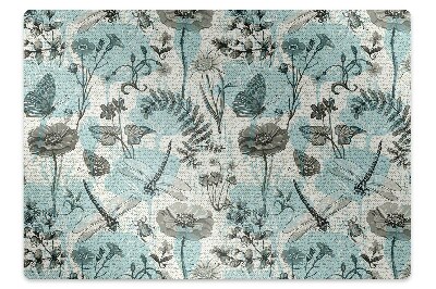 Podložka pod kancelářskou židli Květiny a vážky