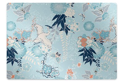 Ochranná podložka na podlahu Květiny obklopené jeřábem