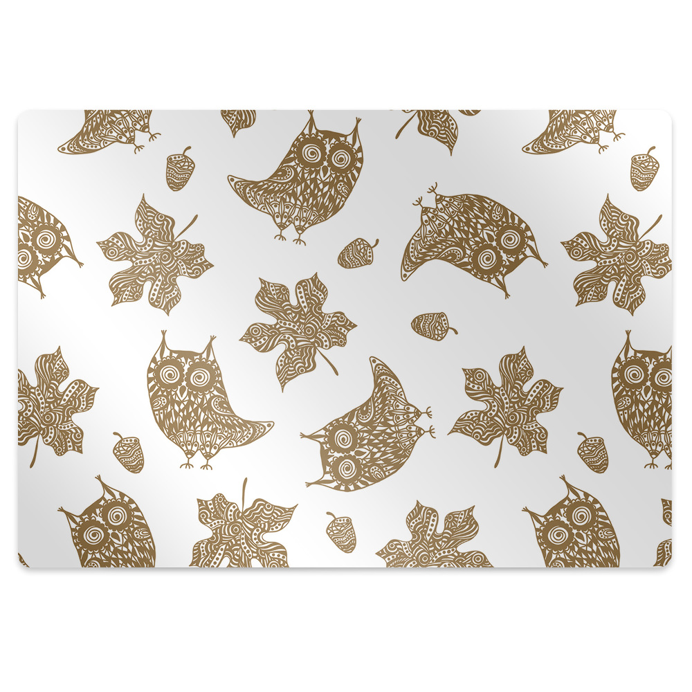 Podložka pod křeslo Listy a sovy