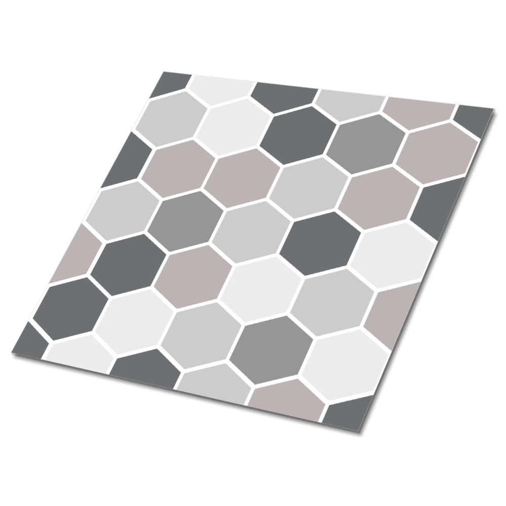 Samolepící podlahové čtverce Šedý šestiúhelníkový motiv