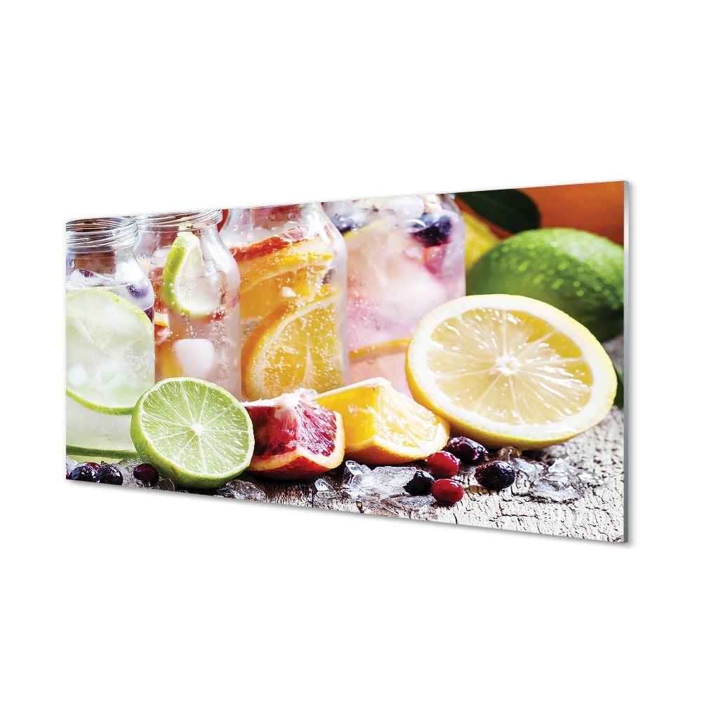 Luxusní skleněný obraz Limonáda ve sklenicích citrusy