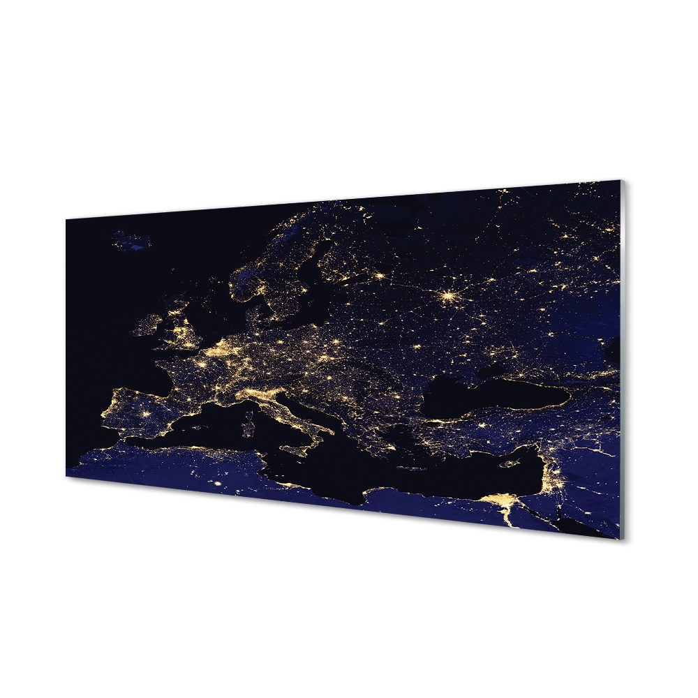 Skleněný obraz Mapa Evropy světlo