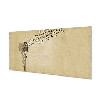 Skleněný obraz na stěnu Mikrofonní noty béžové pozadí