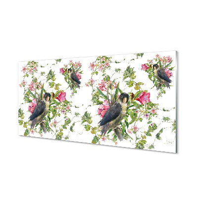 Skleněný obraz Vzor ptáků na větvi