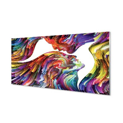 Luxusní skleněný obraz Barevné tváře páru abstraktní