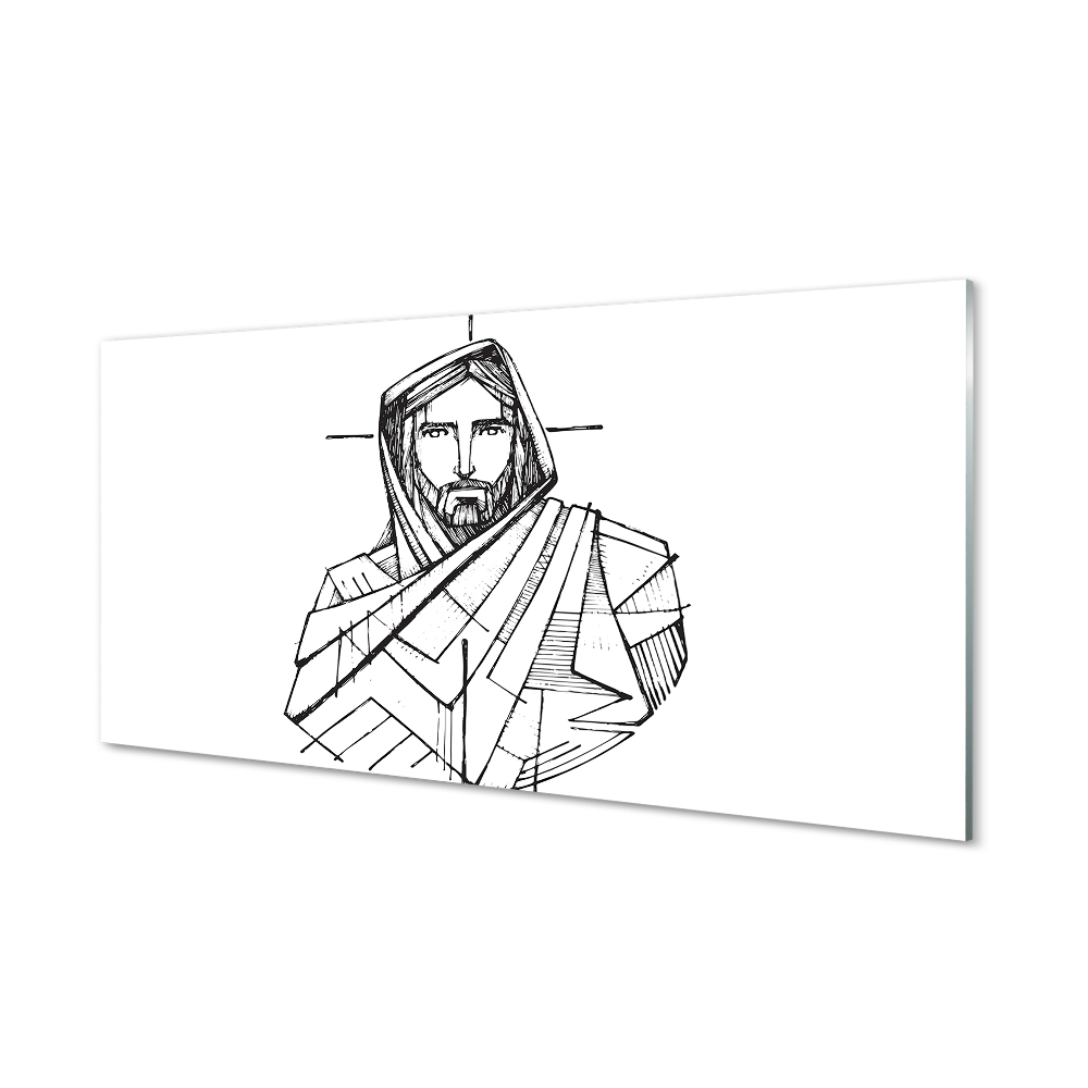 Luxusní skleněný obraz Minimalistická kresba Ježíše