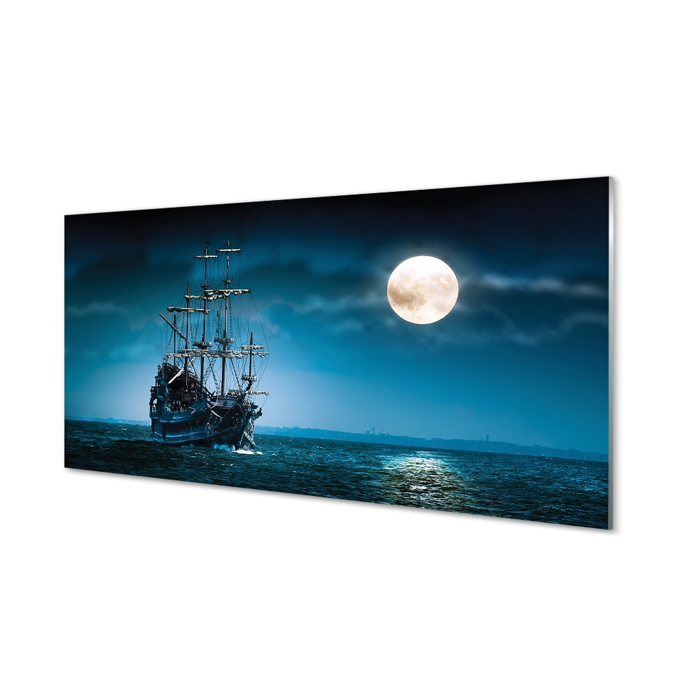Skleněný obraz na stěnu Námořní loď v úplňku