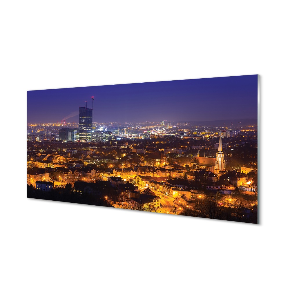 Obraz ze skla Gdaňsk Panorama města v noci