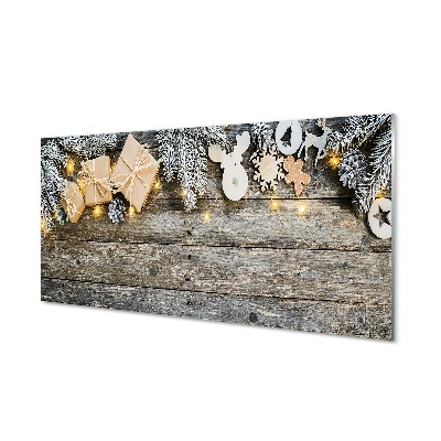 Moderní skleněný obraz Větvičky dárky šišky