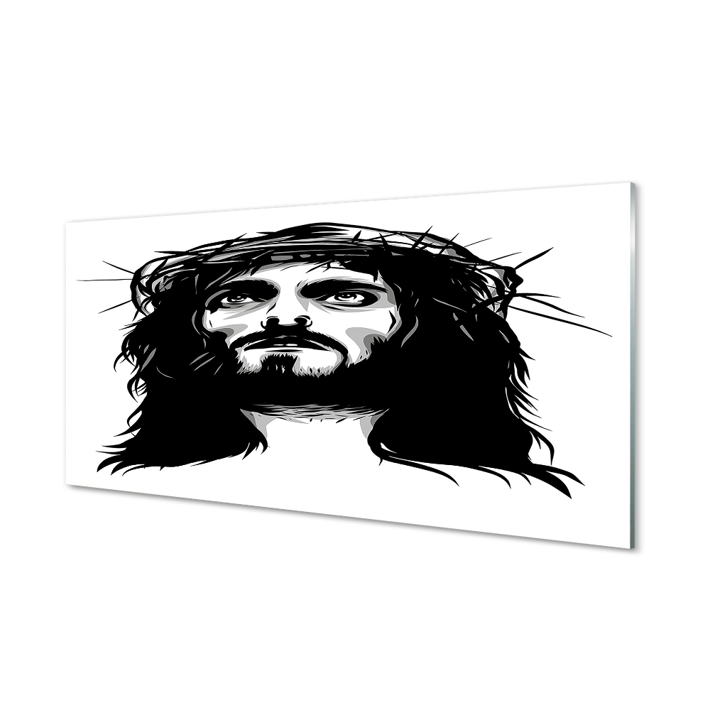 Skleněný obraz Černobílá ilustrace Ježíše
