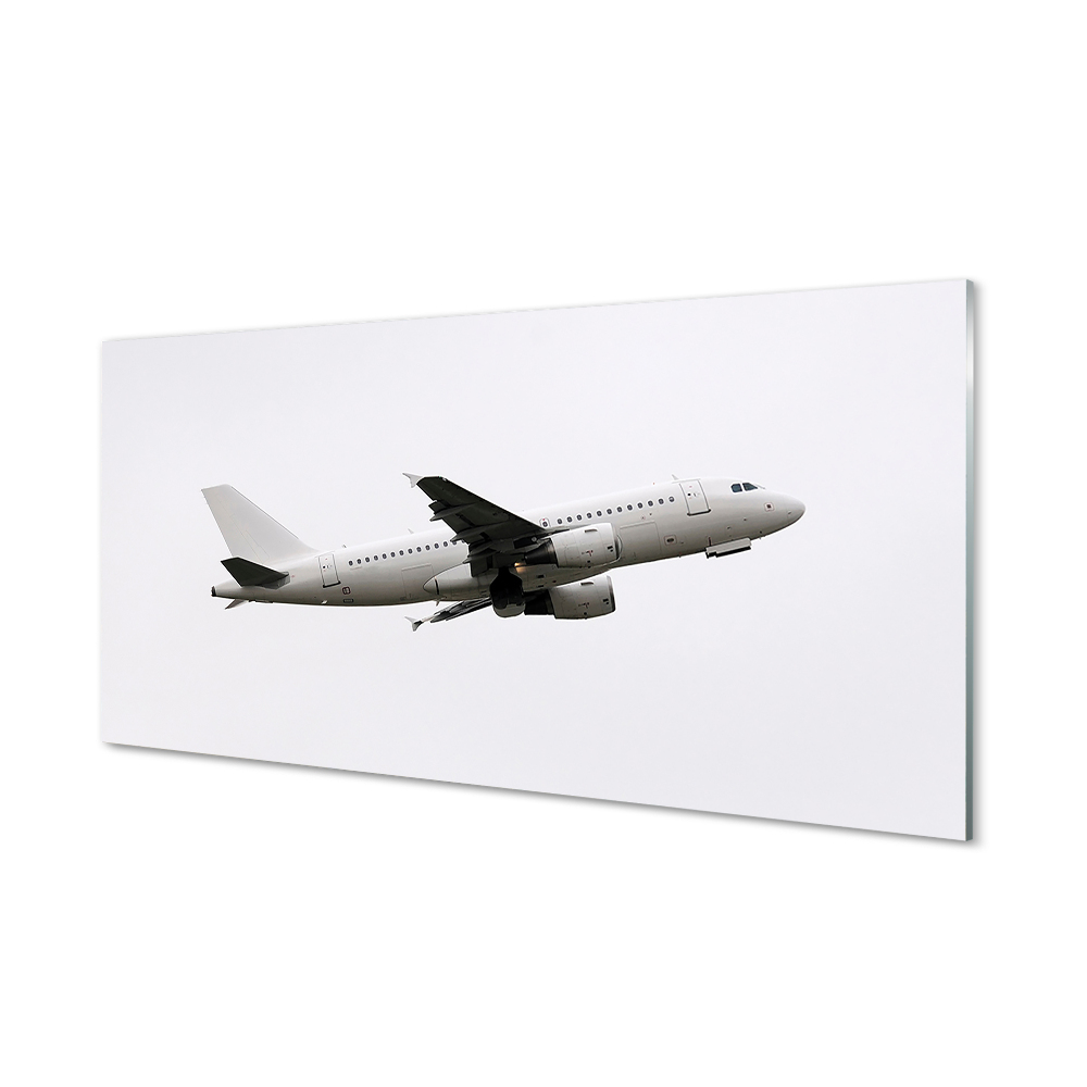 Luxusní skleněný obraz Vzlétající letadlo na bílém pozadí