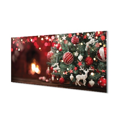 Obraz ze skla Vánoční ozdoby bílé a červené