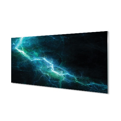 Skleněný obraz na stěnu Modrý blesk na černém pozadí