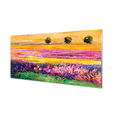 Luxusní skleněný obraz Stromy obloha pole malba
