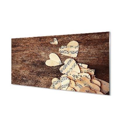 Luxusní skleněný obraz Srdce v notovém vzoru