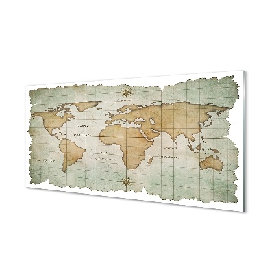 Skleněný obraz Mapa světa světlá pobřeží