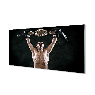 Obraz na skle Muž boxující s opaskem