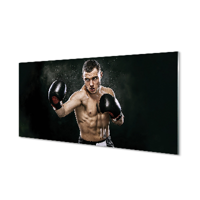 Skleněný obraz Boxer v černých rukavicích