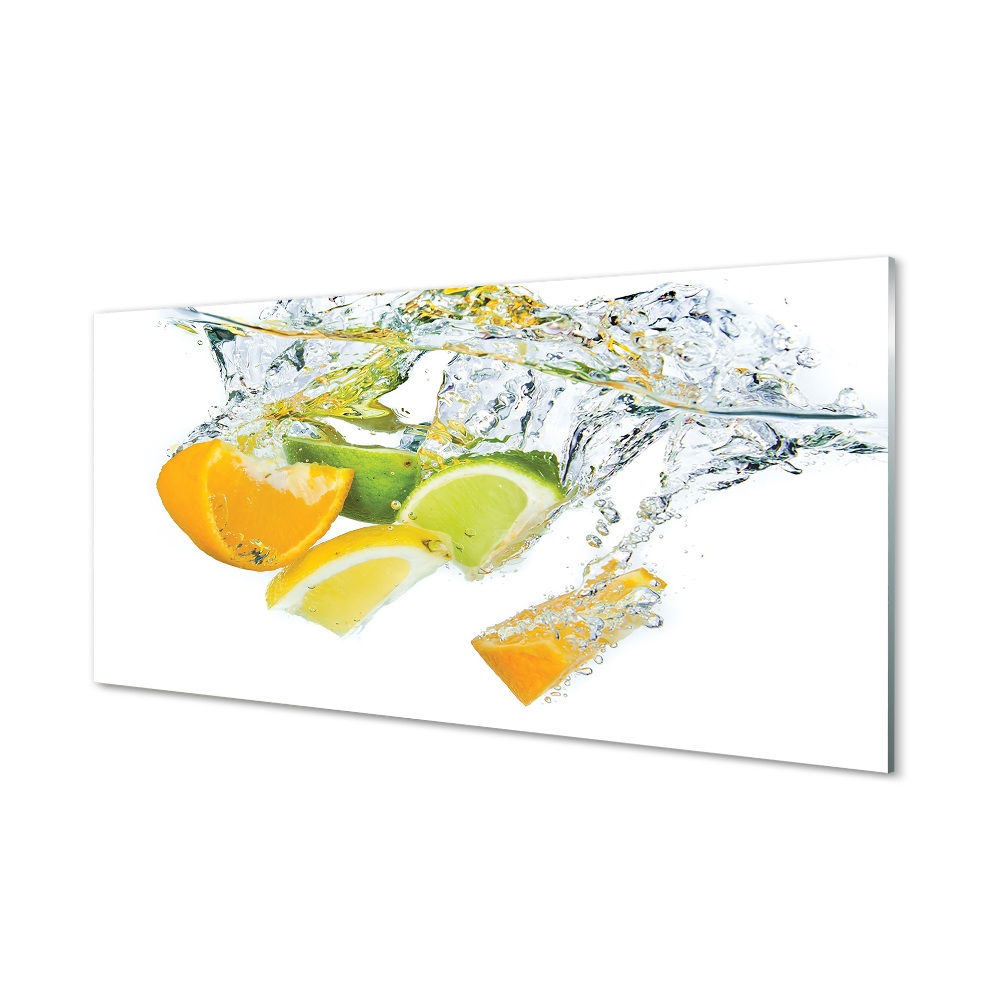Skleněný obraz Kousky citrusů ve vodě