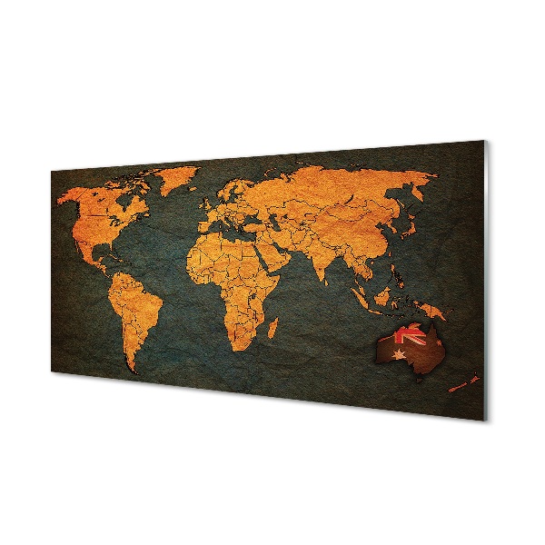 Luxusní skleněný obraz Zlatá mapa Austrálie