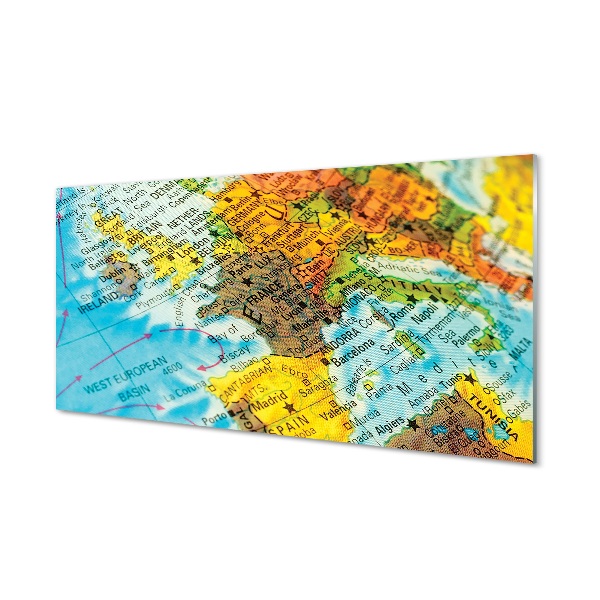 Obraz ze skla Barevná mapa Evropy