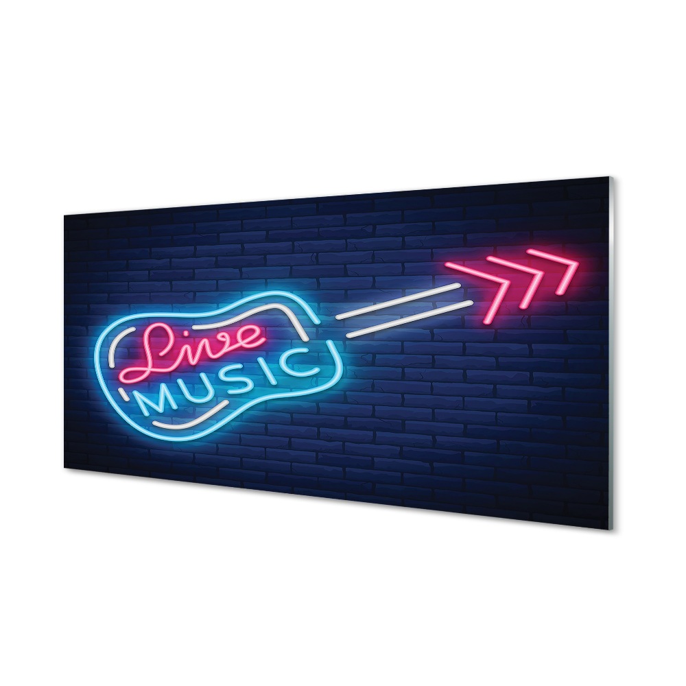 Skleněný obraz Kytarový neon Živá hudba