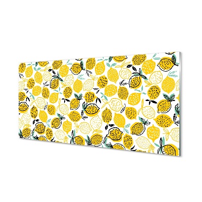 Obraz ze skla Vzor citronů a listů