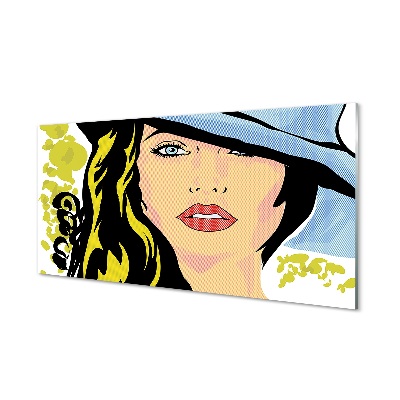 Obraz ze skla Žena klobouk pop art