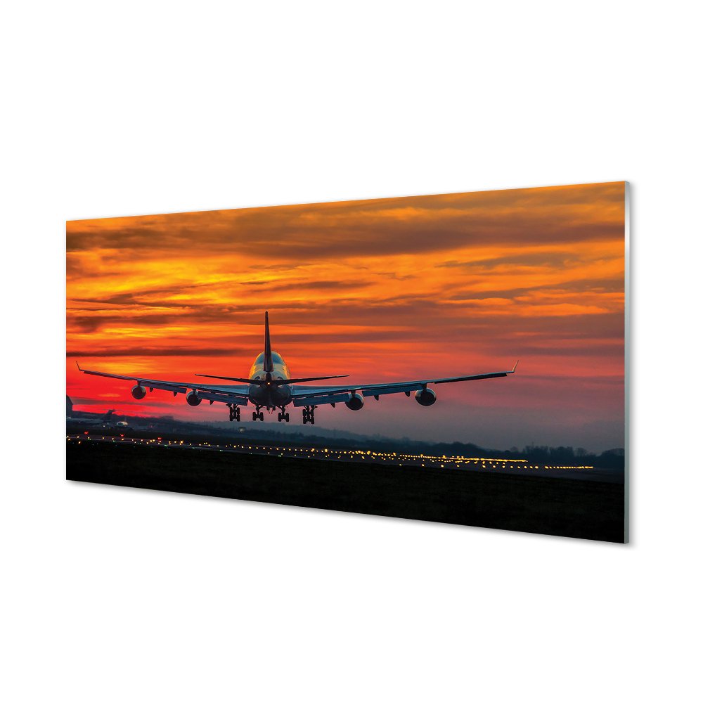 Obraz ze skla Letadlo při západu slunce