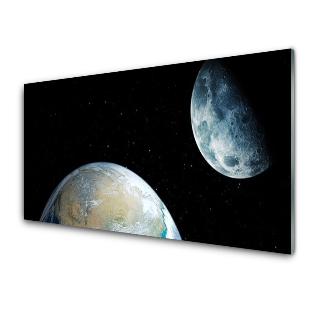 Luxusní skleněný obraz Měsíc Země Vesmír