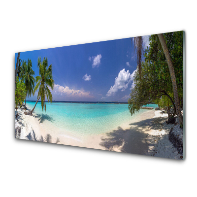 Skleněný obraz na zeď Mořská pláž Palmy