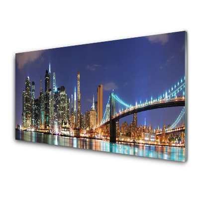 Obraz na skle Most Město v noci