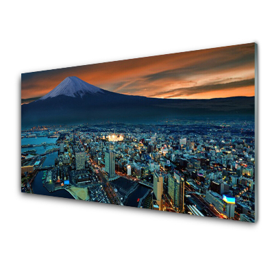 Obraz ze skla Centrum města a vrchol hory