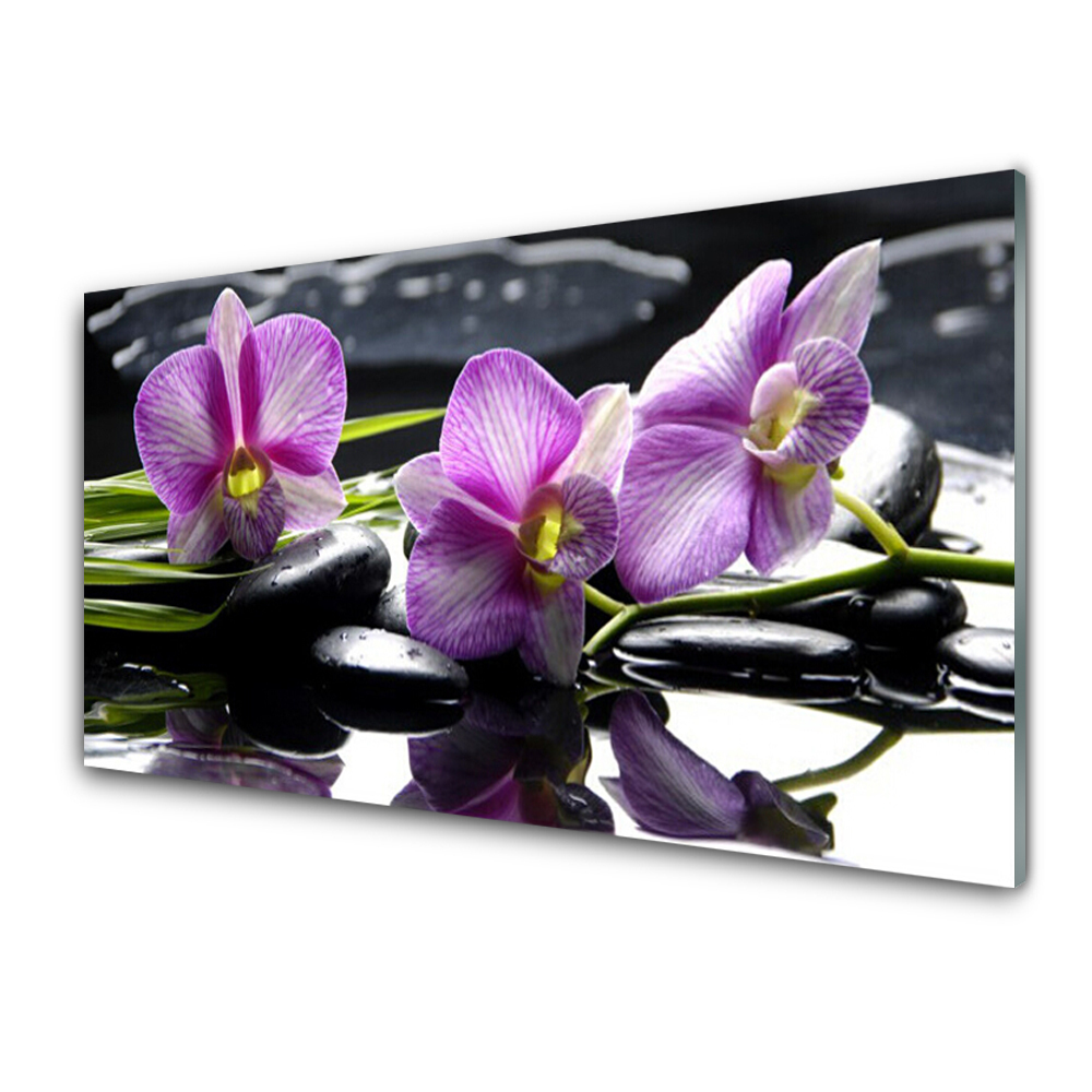 Obraz ze skla Fialové orchideje na vodě