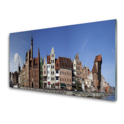 Moderní skleněný obraz Domy na nábřeží