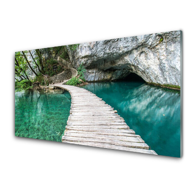 Obraz na skle Most přes jezero a jeskyni