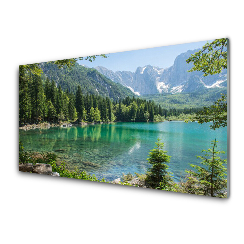 Skleněný obraz na stěnu Hory a krásné jezero