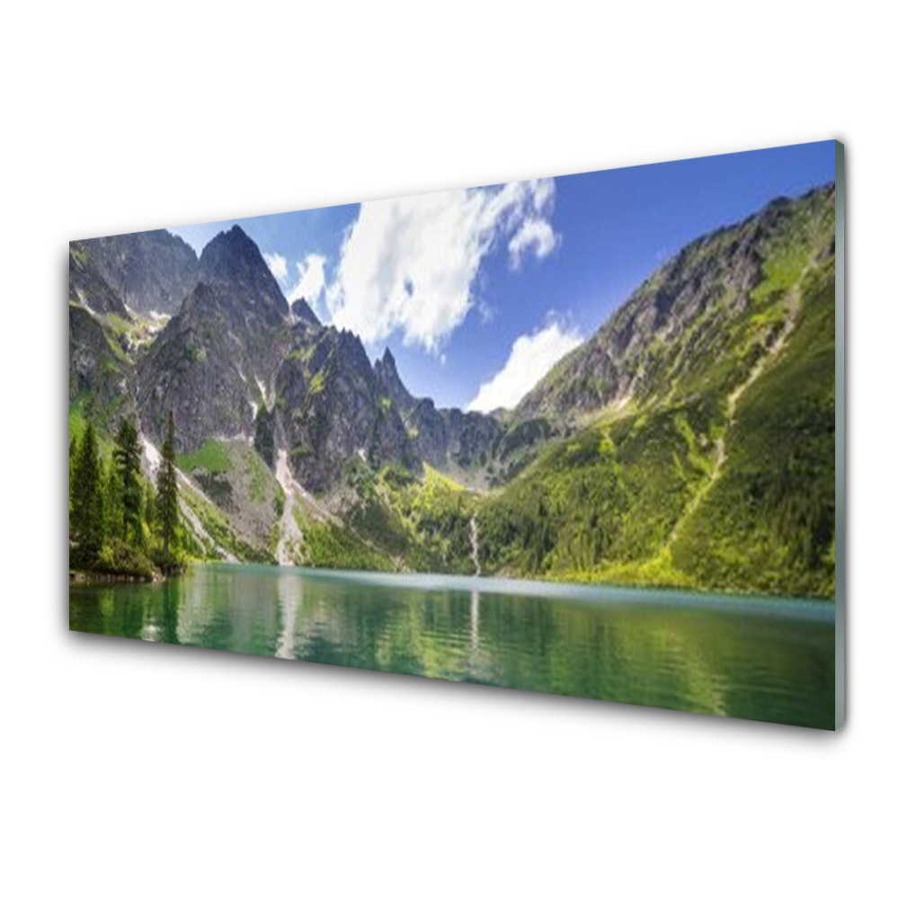 Obraz na skle Krajina s horským jezerem