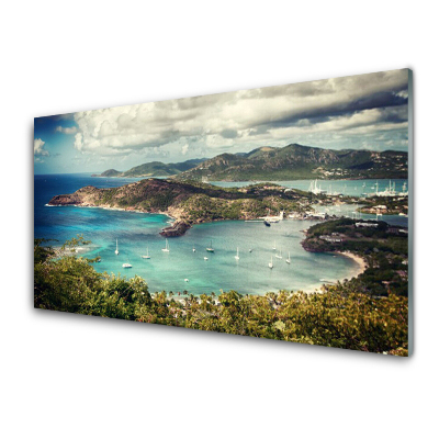 Skleněný obraz na stěnu Pohled na lodě v zátoce